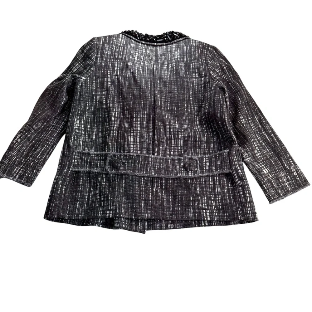 J.Crew Collection Tweed Contessa jeweled black and white Blazer‎ size 6 - Picture 12 of 15